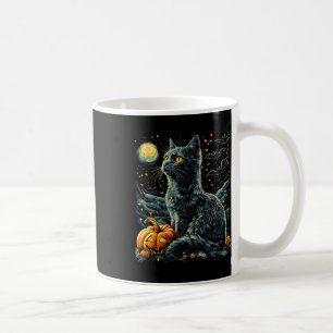 Halloween Van Gogh Starry Night Black Cat Pumpkins Coffee Mug