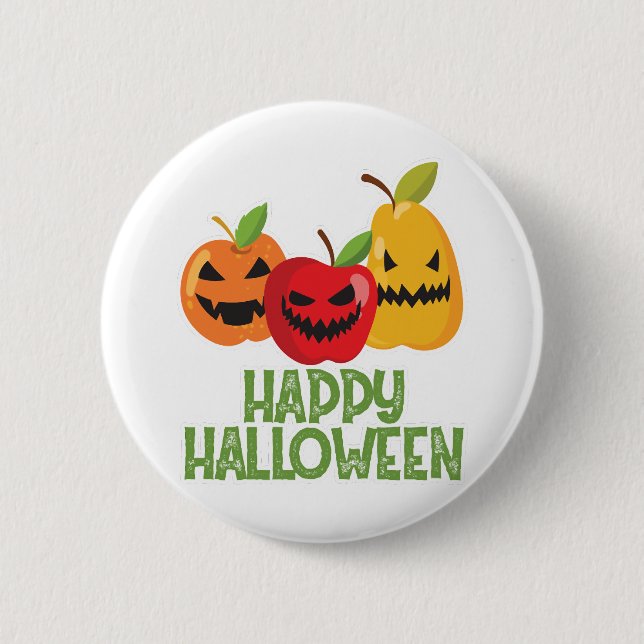 Halloween Vegan Happy Halloween Pumpkin Vegetarian 2 Inch Round Button (Front)
