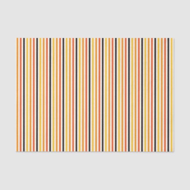 Halloween Vertical Stripe Orange Black Gold White Tissue Paper (Front)