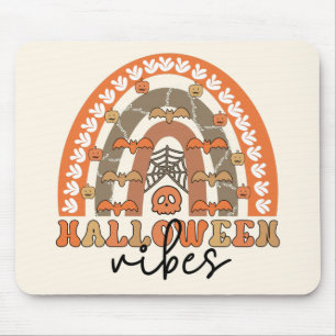 Halloween Vibes Boho Rainbow Fall Halloween Mouse Pad