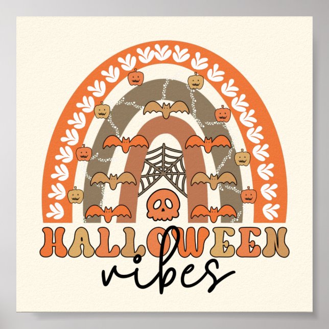 Halloween Vibes Boho Rainbow Fall Halloween Poster (Front)