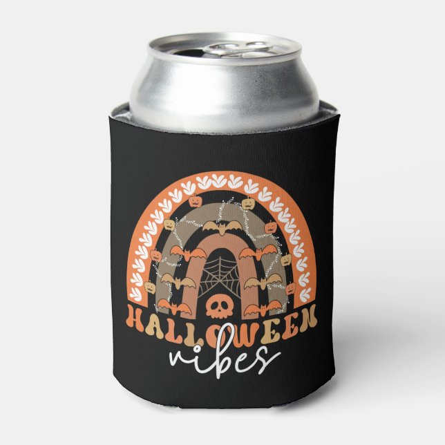 Halloween Vibes Boho Rainbow Fall Spooky Can Cooler (Can Front)