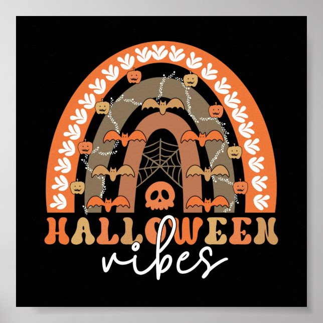 Halloween Vibes Boho Rainbow Fall Spooky Poster (Front)