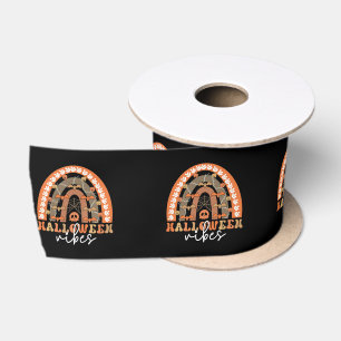Halloween Vibes Boho Rainbow Fall Spooky  Satin Ribbon