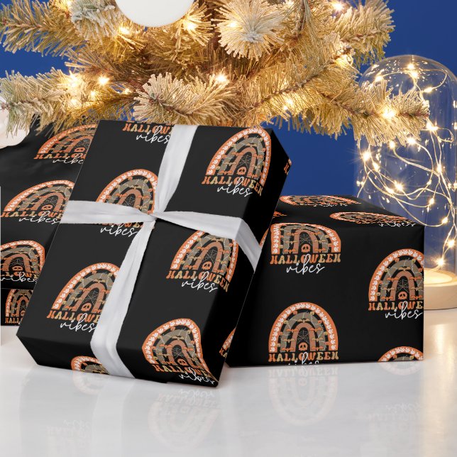 Halloween Vibes Boho Rainbow Fall Spooky  Wrapping Paper (Holidays)