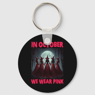 Halloween Vibes Breast Cancer Witch In October We Keychain