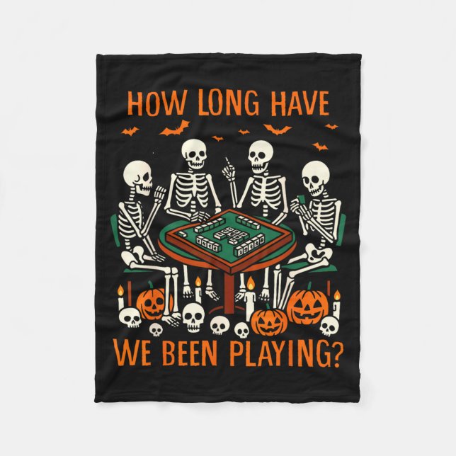 Halloween Vibes Mahjong Lover How Long Have Been Fleece Blanket (Front)