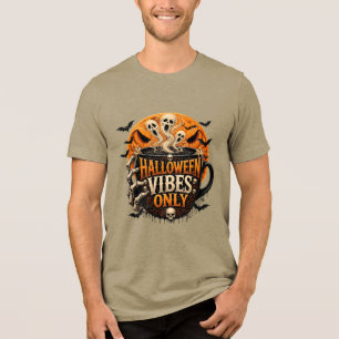 Halloween Vibes Only Skeleton Coffee Tri-Blend Shirt