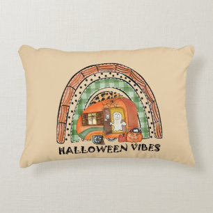 Halloween Vibes – Orange Rainbow Accent Pillow