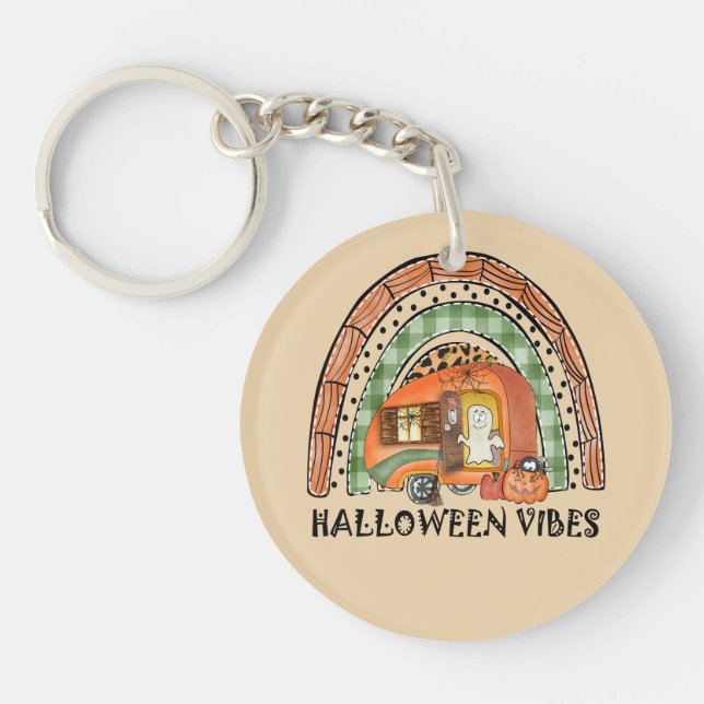 Halloween Vibes – Orange Rainbow Keychain (Front)