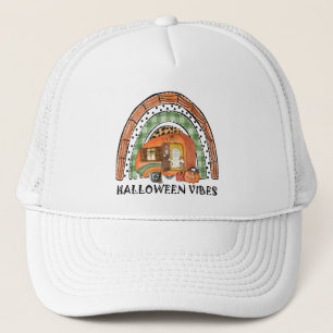 Halloween Vibes – Orange Rainbow Trucker Hat