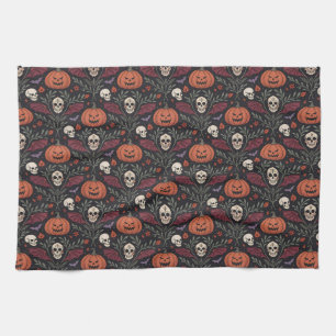 Halloween Vibes Pattern Kitchen Towel