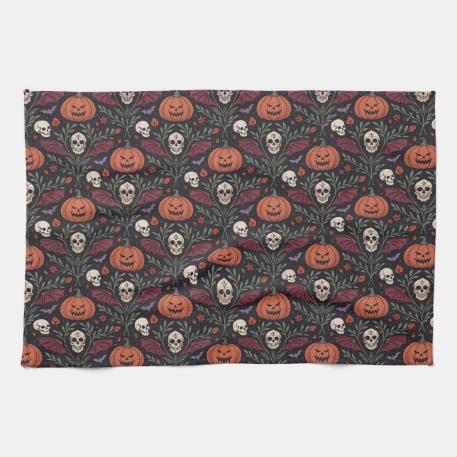 Halloween Vibes Pattern Kitchen Towel (Horizontal)