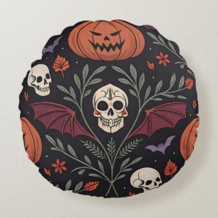 Halloween Vibes Pattern Round Pillow