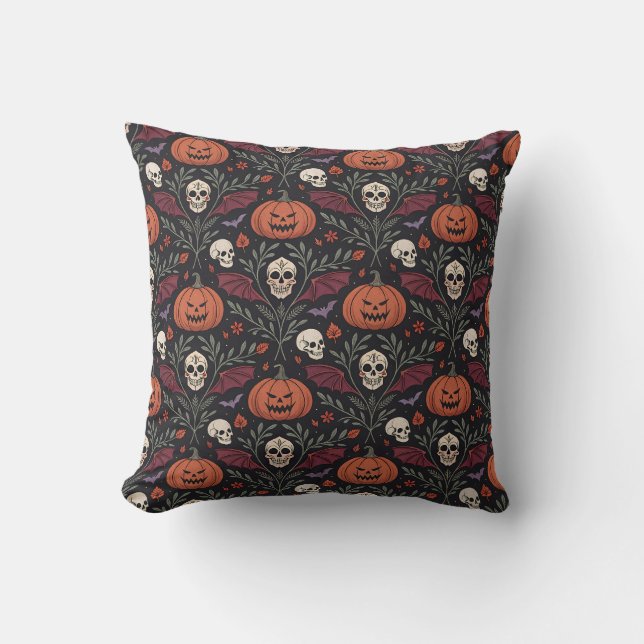 Halloween Vibes Pattern Throw Pillow (Front)
