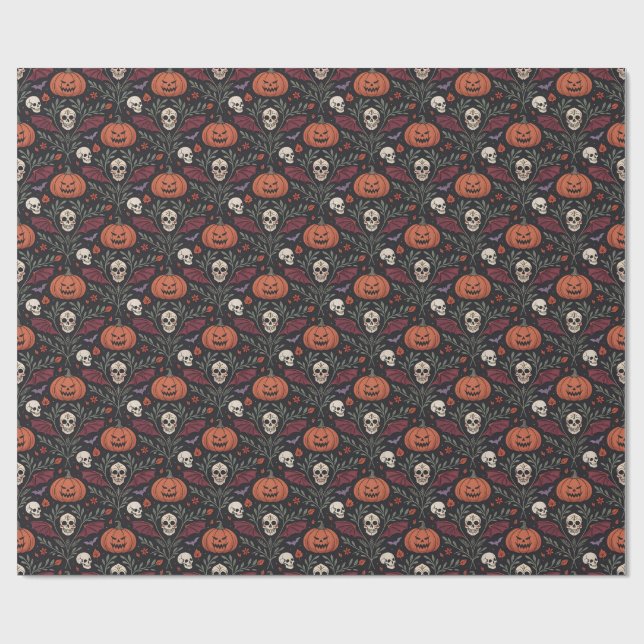 Halloween Vibes Pattern Wrapping Paper (Flat)