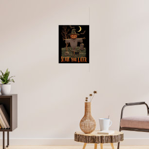 Halloween Vibes – Pumpkin Head Scarecrow Poster