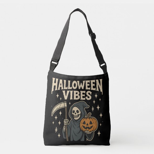 Halloween Vibes Reaper - Black  Crossbody Bag (Front)