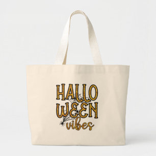 Halloween Vibes – Sparkly Gold Text Large Tote Bag