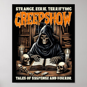 Halloween Vibes Spooky Reading Skeleton Witch Show Poster