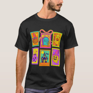 Halloween Vibes Stamps Coquette Bow Pumpkin Witch  T-Shirt