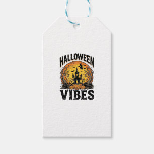 Halloween Vibes Vintage Haunted Moon Shirt Design_ Gift Tags
