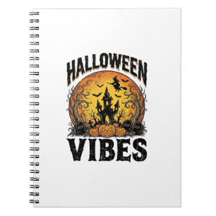 Halloween Vibes Vintage Haunted Moon Shirt Design_ Notebook