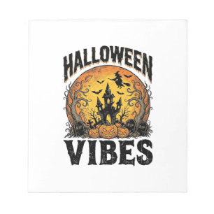 Halloween Vibes Vintage Haunted Moon Shirt Design_ Notepad