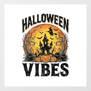 Halloween Vibes Vintage Haunted Moon Shirt Design_ Window Cling