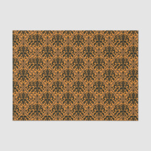 Halloween Victorian Brocade Damask Black on Orange Tissue Paper