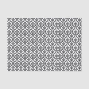 Halloween Victorian Damask Brocade Black on White Tissue Paper