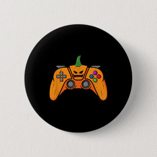 Halloween Video Game Controller With Pumpkin Face  2 Inch Round Button