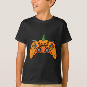 Halloween Video Game Controller With Pumpkin Face T-Shirt