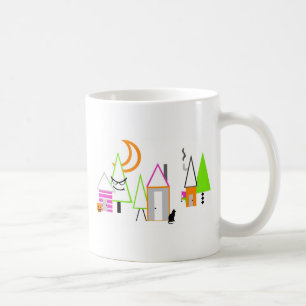 halloween village custom black orange purple coffee mug