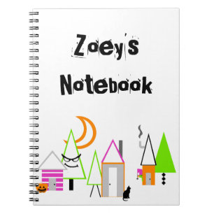 halloween village custom black orange purple notebook