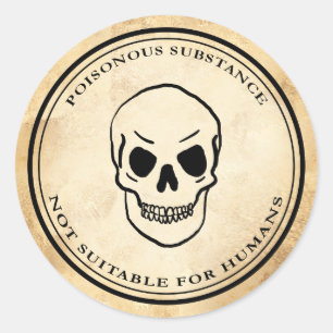 Halloween vintage alchemy poison skull label