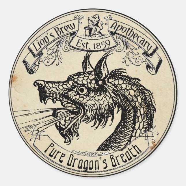Halloween Vintage Apothecary Dragon's Breath Classic Round Sticker (Front)