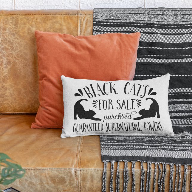 Halloween Vintage Black Cat Lumbar Pillow (Creator Uploaded)