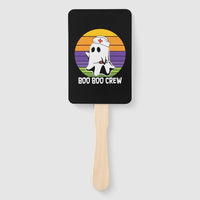 Halloween Vintage Boo Boo Crew Birthday Hand Fan (Front)