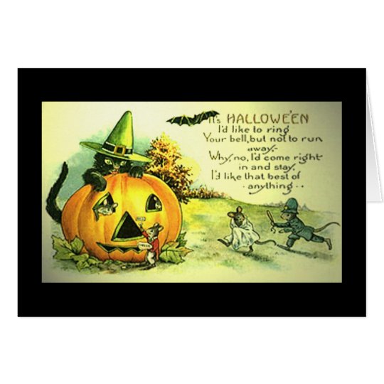 Halloween Vintage card "Funny mice cute"