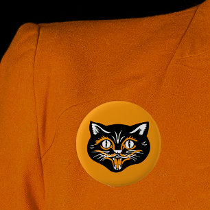 Halloween Vintage Cat Face 2 Inch Round Button