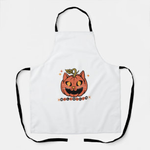 Halloween Vintage Cat Pumpkin Jack O Lantern  Apron