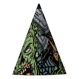 Halloween Vintage: Colourful Elements Pattern Party Hat