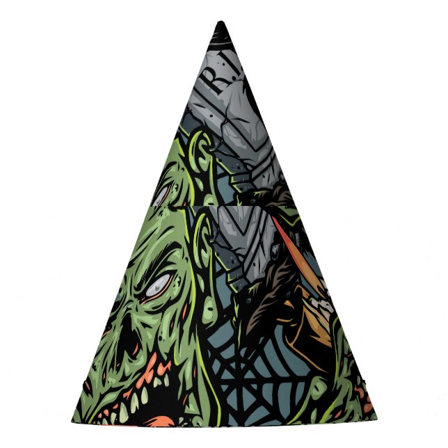 Halloween Vintage: Colourful Elements Pattern Party Hat (Front)