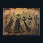Halloween Vintage Dancing Skeletons  Postcard<br><div class="desc">This design may be personalized by choosing the Edit Design option. You may also transfer onto other items. Contact me at colorflowcreations@gmail.com or use the chat option at the top of the page if you wish to have this design on another product or need assistance with this design. See more...</div>