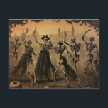 Halloween Vintage Dancing Skeletons  Postcard<br><div class="desc">This design may be personalized by choosing the Edit Design option. You may also transfer onto other items. Contact me at colorflowcreations@gmail.com or use the chat option at the top of the page if you wish to have this design on another product or need assistance with this design. See more...</div>