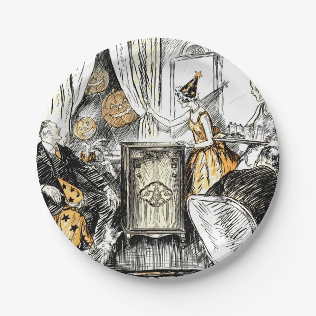 Halloween Vintage Flappers paper plates (Front)