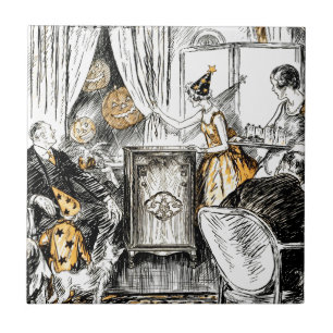 Halloween Vintage Flappers Tile