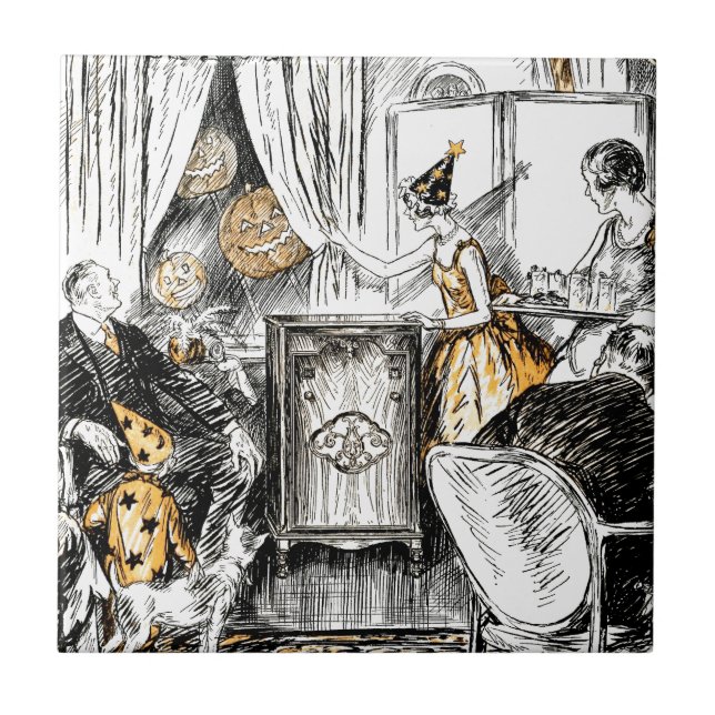 Halloween Vintage Flappers Tile (Front)