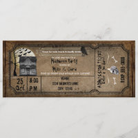 Halloween Vintage Haunted House Ticket Invitation